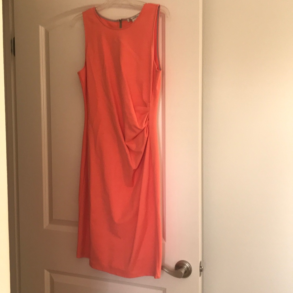 Coral dress with silver zipper in back